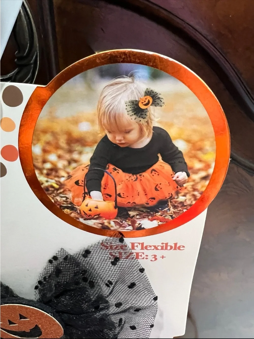 Halloween Pumpkin Tutu Set with Hair Clip - Orange & Black